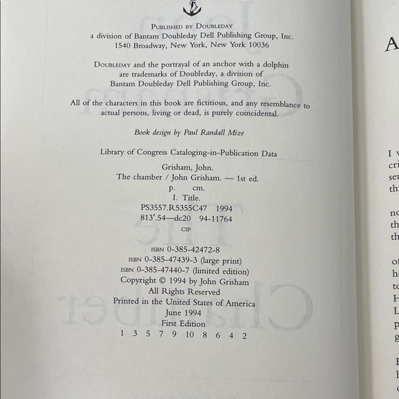 The Chamber by John Grisham, First Edition Hardcover - Picture 2 of 9